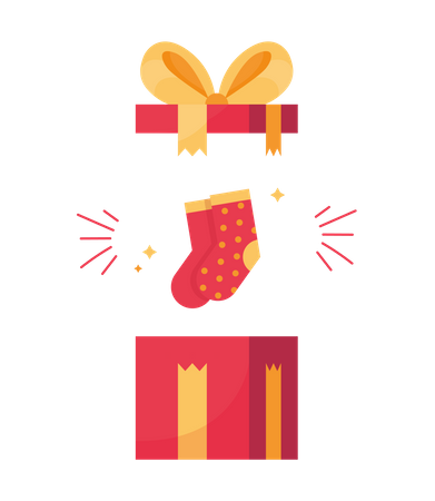 Coffret cadeau et chaussettes  Illustration