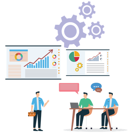 Cofounders Discussing business Strategy  Illustration