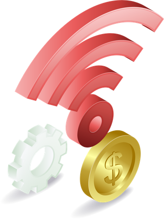 Coin money with wifi signal  Illustration