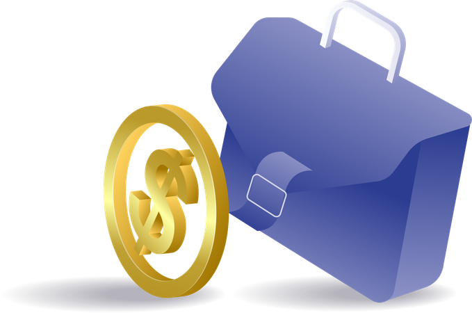 Coin with business bag  Illustration