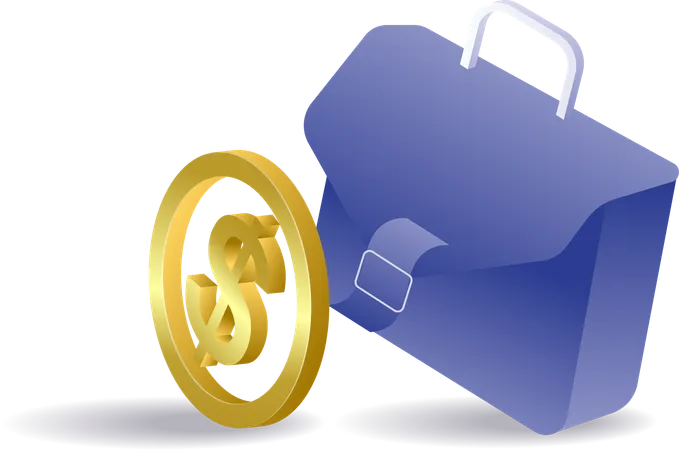 Coin with business bag  Illustration