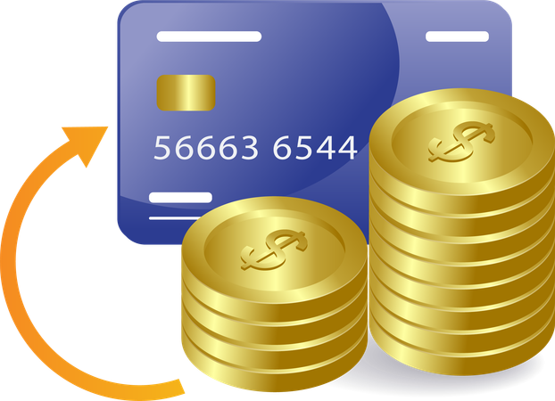 Coins and ATM cards  Illustration