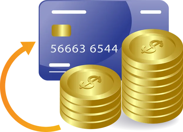 Coins and ATM cards  Illustration