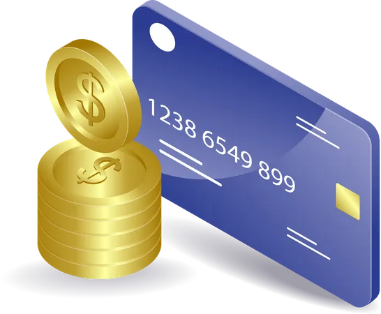 Coins and ATM cards  Illustration