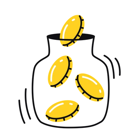 Coins In A Jar Illustration