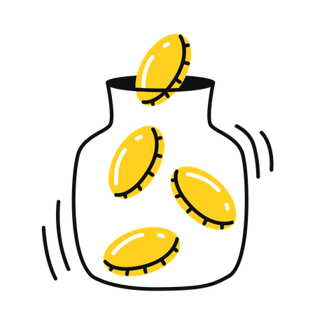 Coins In A Jar  Illustration