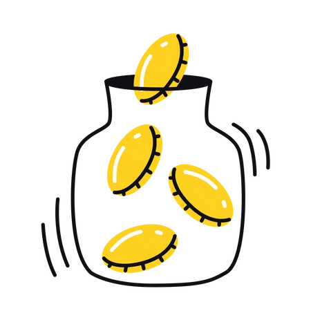 Coins In A Jar  Illustration