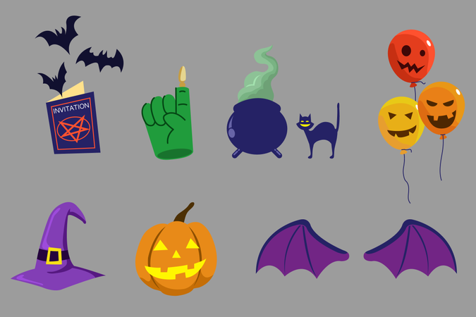 Coisas para festa de Halloween  Ilustração