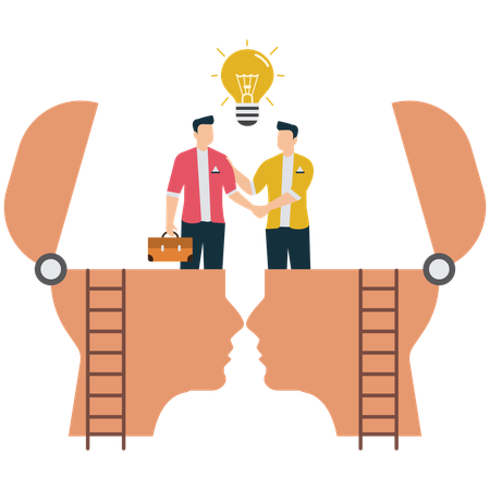 Colaboração empresarial e compartilhamento de conhecimento  Ilustração