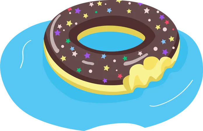 Colchão de ar em forma de donut de chocolate  Ilustração