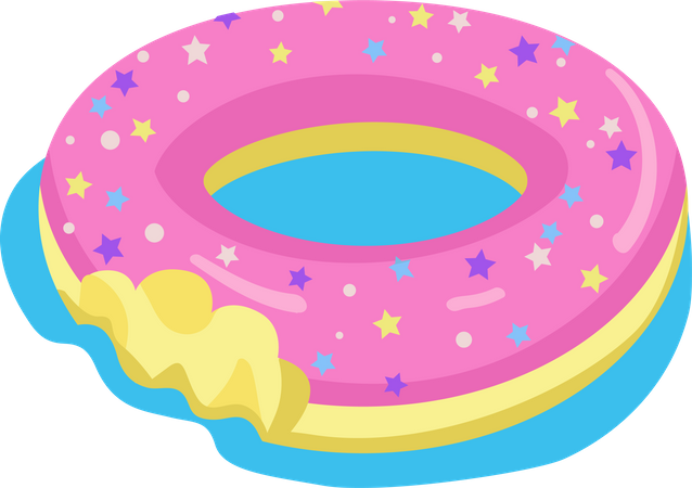 Colchão de ar em forma de donut mordido  Ilustração