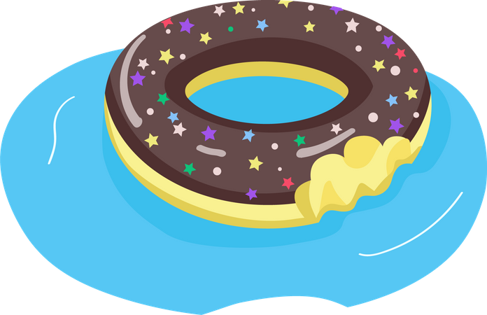 Colchón de aire con forma de donut de chocolate  Ilustración