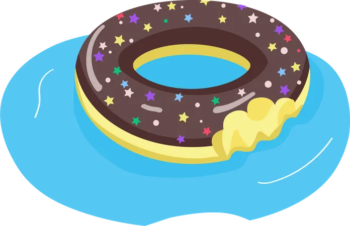 Colchón de aire con forma de donut de chocolate  Ilustración