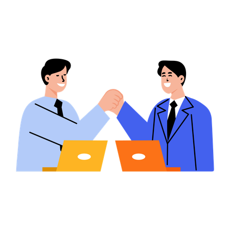 Colega de trabalho apertando as mãos  Ilustração