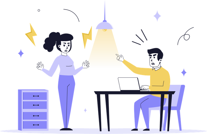 Colega de trabalho enfrentando conflito de negócios  Ilustração