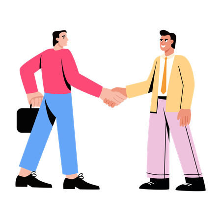 Colega de trabalho apertando as mãos  Ilustração