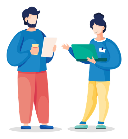 Colega de trabalho tomando juntos  Ilustração