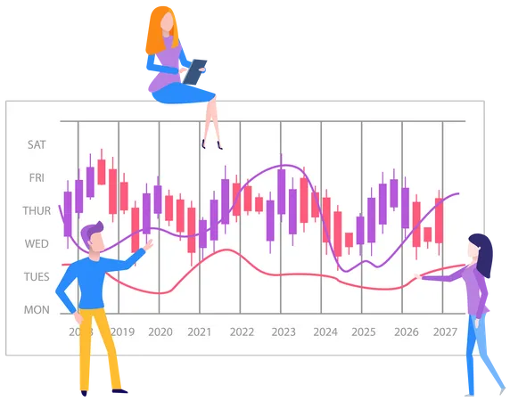 Colegas dando presentación del informe.  Ilustración