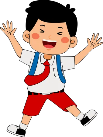 Niño de escuela bailando  Ilustración