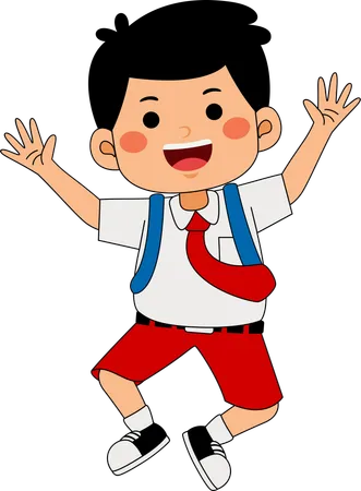 Niño de escuela bailando  Ilustración