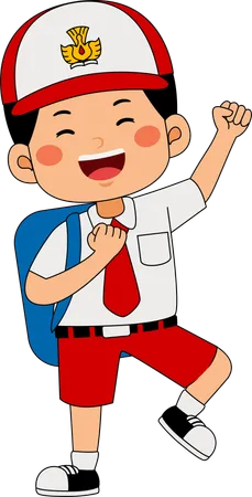 Niño de escuela bailando  Ilustración