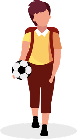 Colegial con balón de fútbol  Ilustración