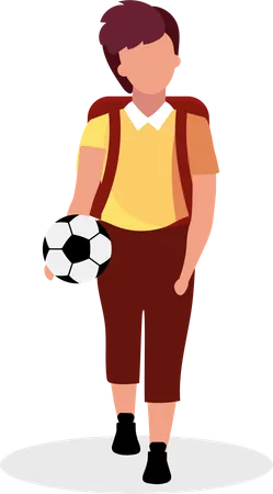 Colegial con balón de fútbol  Ilustración