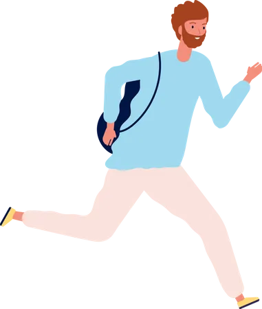 Colegial corriendo a la escuela  Ilustración