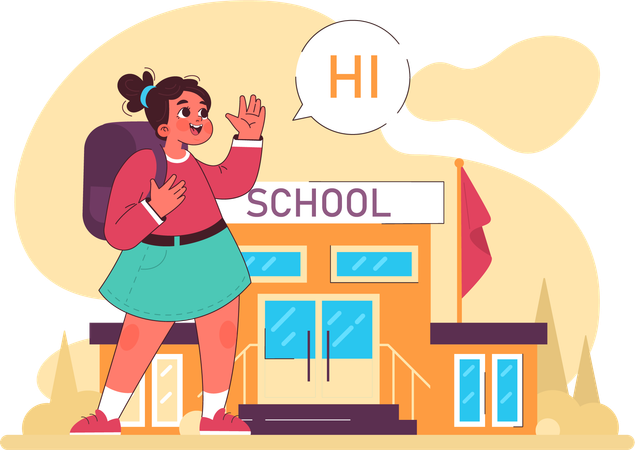 Menina da escola diga oi  Illustration