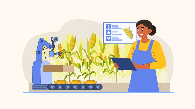 Coleta de dados agrícolas usando dispositivo de nutrição inteligente  Ilustração
