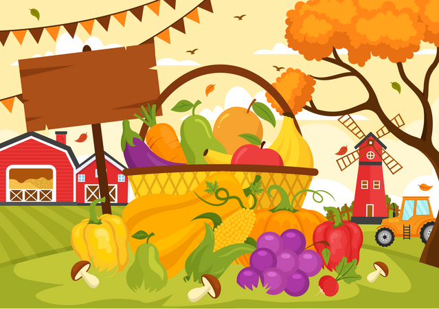 Colheita de frutas  Ilustração