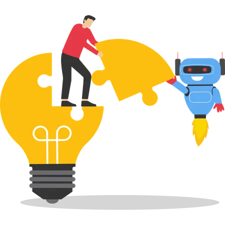 Collaboration between humans and artificial intelligence  Illustration