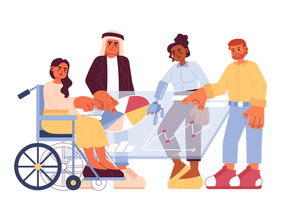 Collaboration co-workers cartoon flat illustration  Illustration