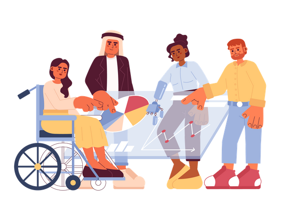 Collaboration co-workers cartoon flat illustration  Illustration