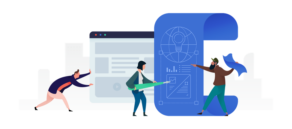 Collaboration On Design Like The Blue Website Header  Illustration