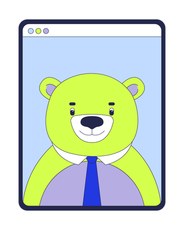 Collar tie bear on tablet screen  Illustration