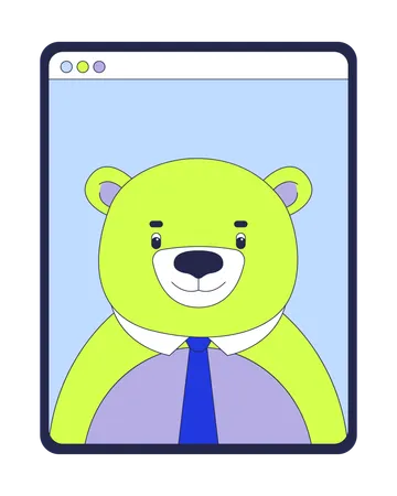 Collar tie bear on tablet screen  Illustration