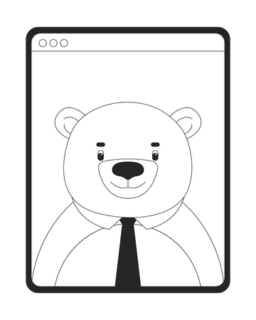 Collar tie bear on tablet screen  Illustration