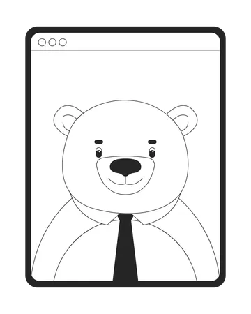 Collar tie bear on tablet screen  Illustration