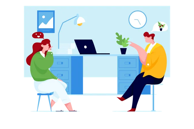 Colleague chatting in office  Illustration