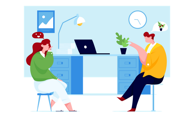 Colleague chatting in office  Illustration