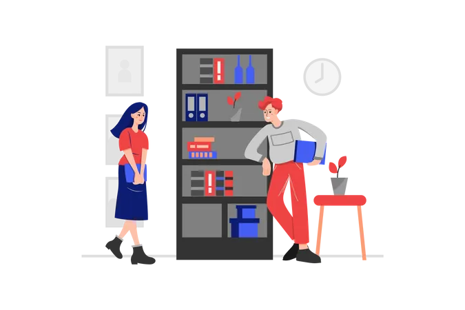 Colleague Flirting with lady employee in the office  Illustration
