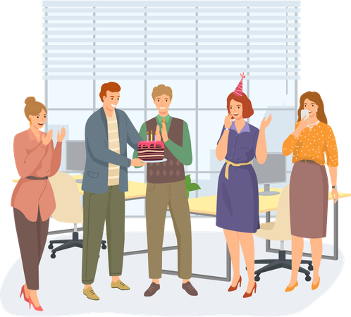 Colleagues arrange surprise party  Illustration