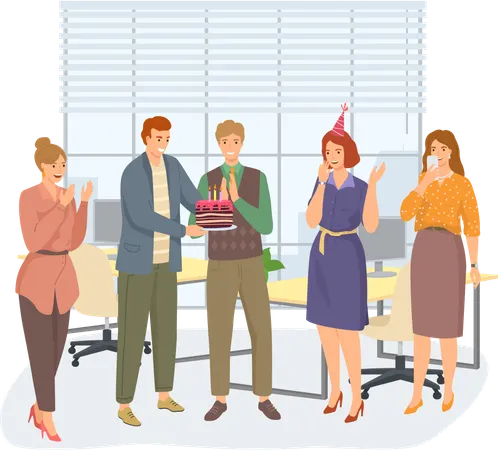 Colleagues arrange surprise party  Illustration