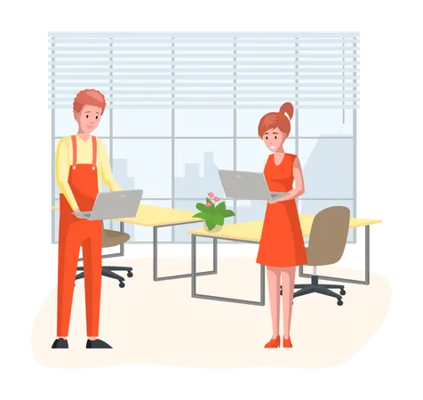 Working People Office Staff Work And Communication Head And Subordinates Various Workers Managers Team Business Employees On Workspace Office Workers Co Workers Colleagues Project Teamwork Illustration