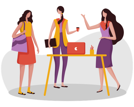 Colleagues discussing business on the break  イラスト