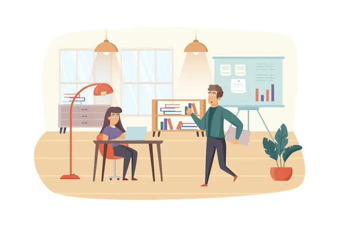 Content Managers At Office Scene Colleagues Discussing Content Strategy Working On Laptop Do Work Tasks SEO Optimization Promotion Concept Vector Illustration Of People Characters In Flat Design Illustration