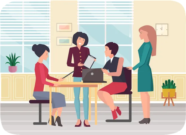 Businesspeople Have Project Strategy Planning Meeting Teamwork With Business Plan Creating New Creative Project Meeting To Discuss Starting Business Colleagues Discussing Work In Entrepreneurship Illustration