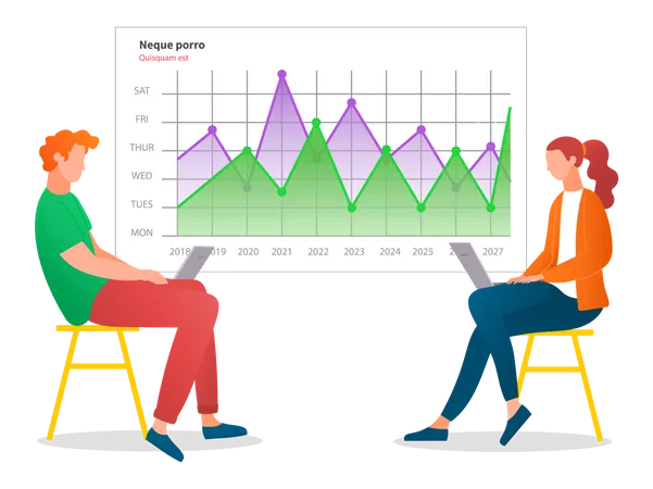 Colleagues giving presentation of report  Illustration