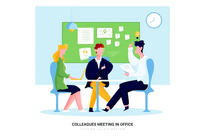 Colleagues meeting in office  Illustration